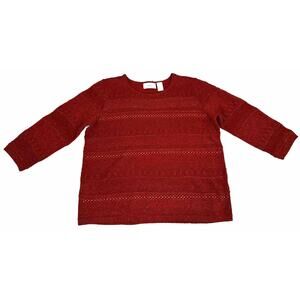 Alfred Dunner Red Womens Rhinestone Sweater size Large